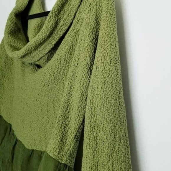 CMC Color Me Cotton NWT Sweater Tunic Top Cowl Neck Multimedia Green Lagenlook M - Picture 9 of 11